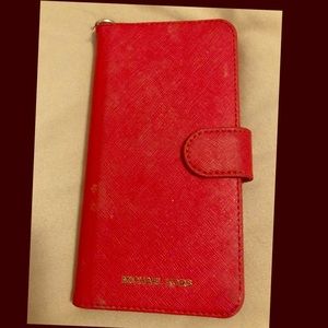 Red Michael Kors IPhone 6 PLUS wallet case.
